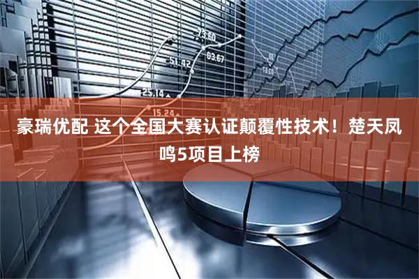 豪瑞优配 这个全国大赛认证颠覆性技术！楚天凤鸣5项目上榜